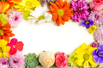 Flowers on wooden table