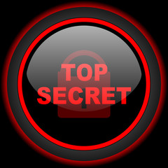 top seret black and red glossy internet icon on black background