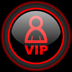 vip black and red glossy internet icon on black background