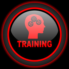 training black and red glossy internet icon on black background