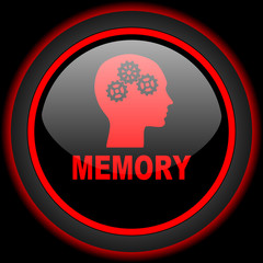 memory black and red glossy internet icon on black background