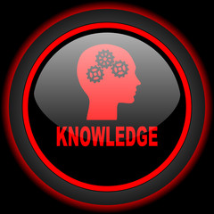 knowledge black and red glossy internet icon on black background