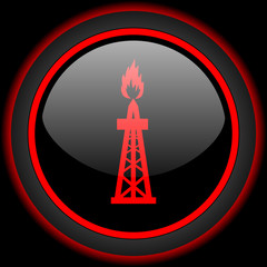 gas black and red glossy internet icon on black background