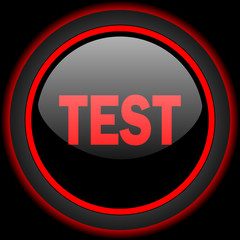 test black and red glossy internet icon on black background
