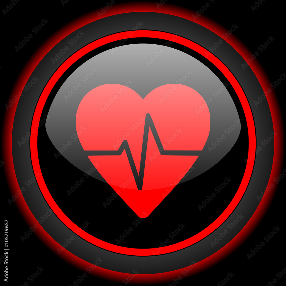 Poster pulse black and red glossy internet icon on black background
