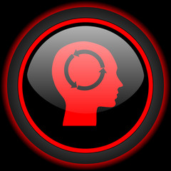 head black and red glossy internet icon on black background