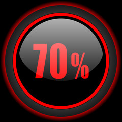70 percent black and red glossy internet icon on black background