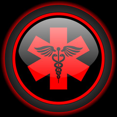 emergency black and red glossy internet icon on black background