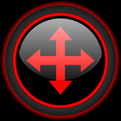 Obraz premium arrow black and red glossy internet icon on black background
