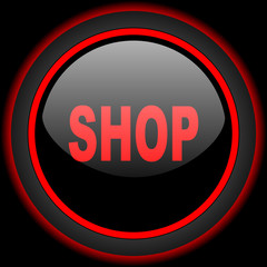 shop black and red glossy internet icon on black background