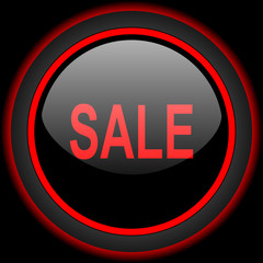 sale black and red glossy internet icon on black background