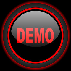 demo black and red glossy internet icon on black background