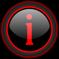 information black and red glossy internet icon on black background