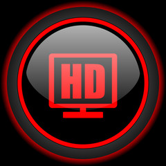 hd display black and red glossy internet icon on black background