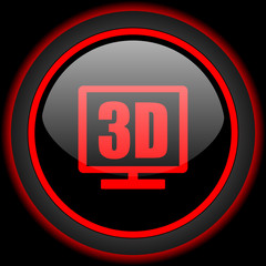 3d display black and red glossy internet icon on black background