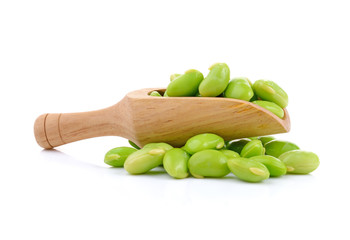 green soybeans isolated on white