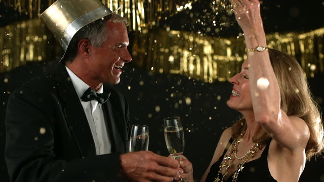 Senior couple celebrating New Years