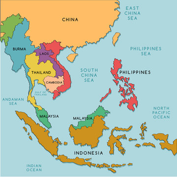 South East Asia Map : Vector Illustration