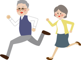 シニアカップル　走る