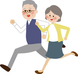 シニアカップル　走る