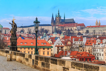 Fototapeta premium View onto Prague Castle from Charles Bridge