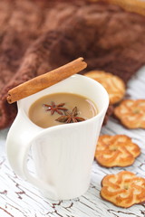 Coffee latte and chocolate cookies