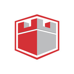 Strong Castle Fort Shield Logo Icon Template