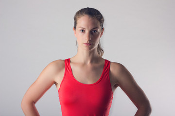 Young Healthy Fitness Woman. Light and Dark Side