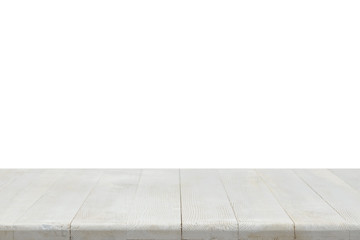 Photo of white clean wooden table. Background texture.