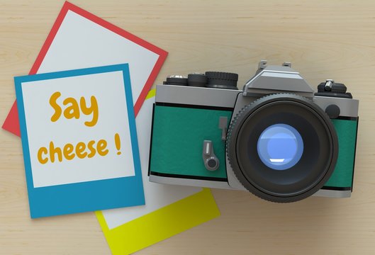 Say cheese, message on photo frame