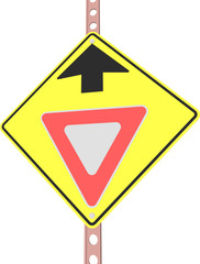 3d illustration of yellow roadsign isolated on white background