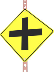 3d illustration of yellow roadsign isolated on white background