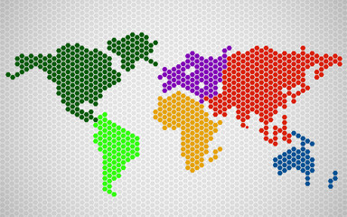 Fototapeta premium Abstract world map of hexagons. Vector illustration. Eps 10