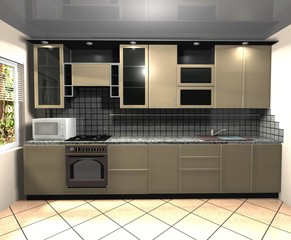 Fototapeta premium interior design modern kitchen 3D rendering 