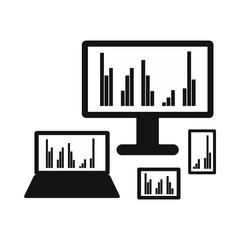 Electronic device with graphs icon, simple style