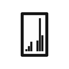 Tablet with charts icon, simple style