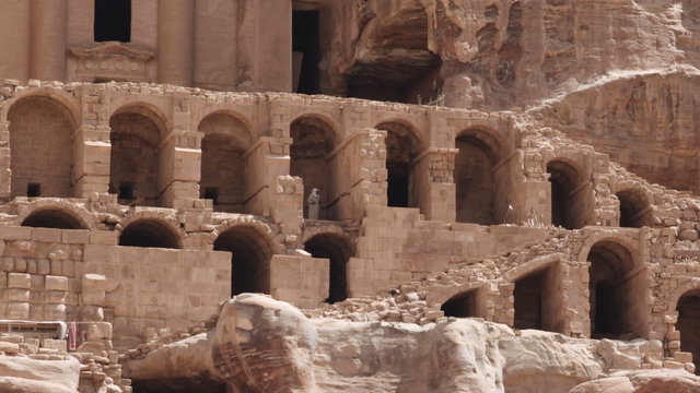 Close-up shot of the Royal Tombs in Petra