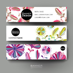 Naklejka premium Beautiful banner vector template with floral ornament background