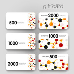 Gift coupon, discount card template with DNA molecule background