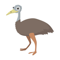 Emu icon, cartoon style 
