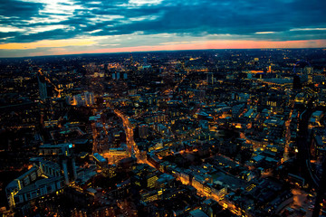 London Night Looking West. London Eye, Waterloo, Battersea