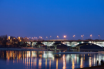 Fototapeta na wymiar Poniatowski Bridge by Night in Poland