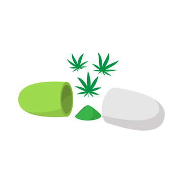 Medical Marijuana Pill Icon, Isometric 3d Style