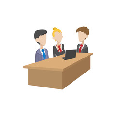 Obraz premium Business negotiations icon, cartoon style 