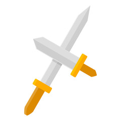 Two swords icon, isometric 3d style