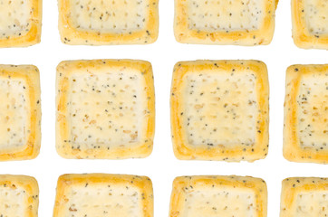 Simple square crackers isolated