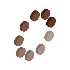 Circle loading bar icon, isometric 3d style