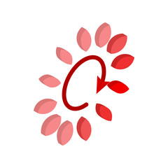 Red circle loading bar icon, isometric 3d style