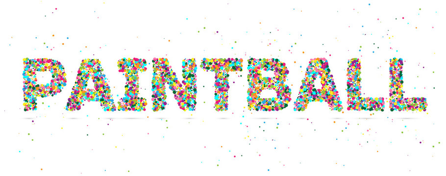painball word consisting of colored particles