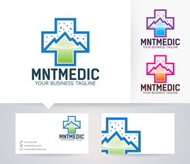 Mountain Medic vector logo with alternative colors and business card template